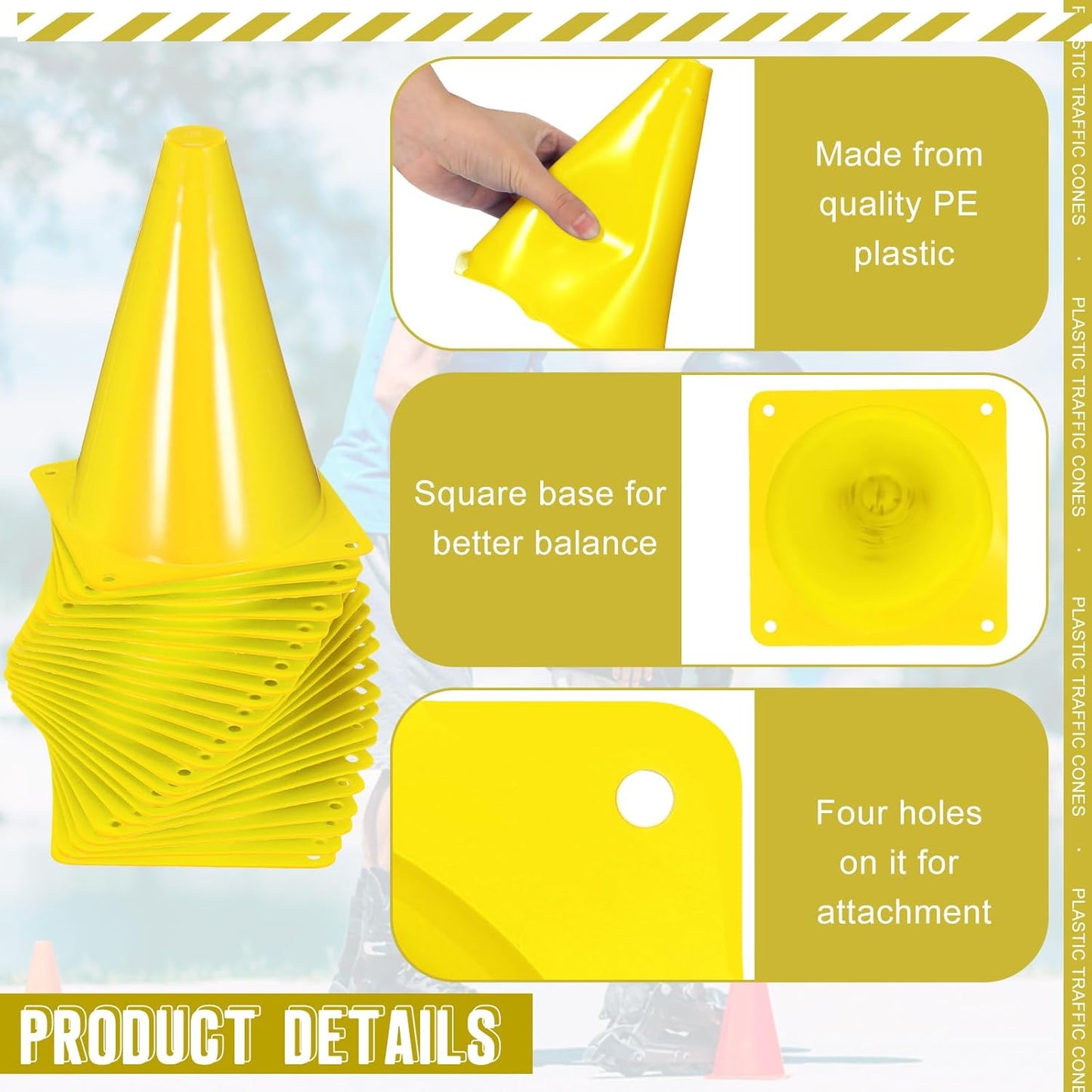 Syhood 30 Pack 7 Inch Plastic Traffic Cones Sports Training Agility Marker Mini Cones for Soccer, Skating, Football, Basketball, Indoor and Outdoor Games Sports Practice Equipment