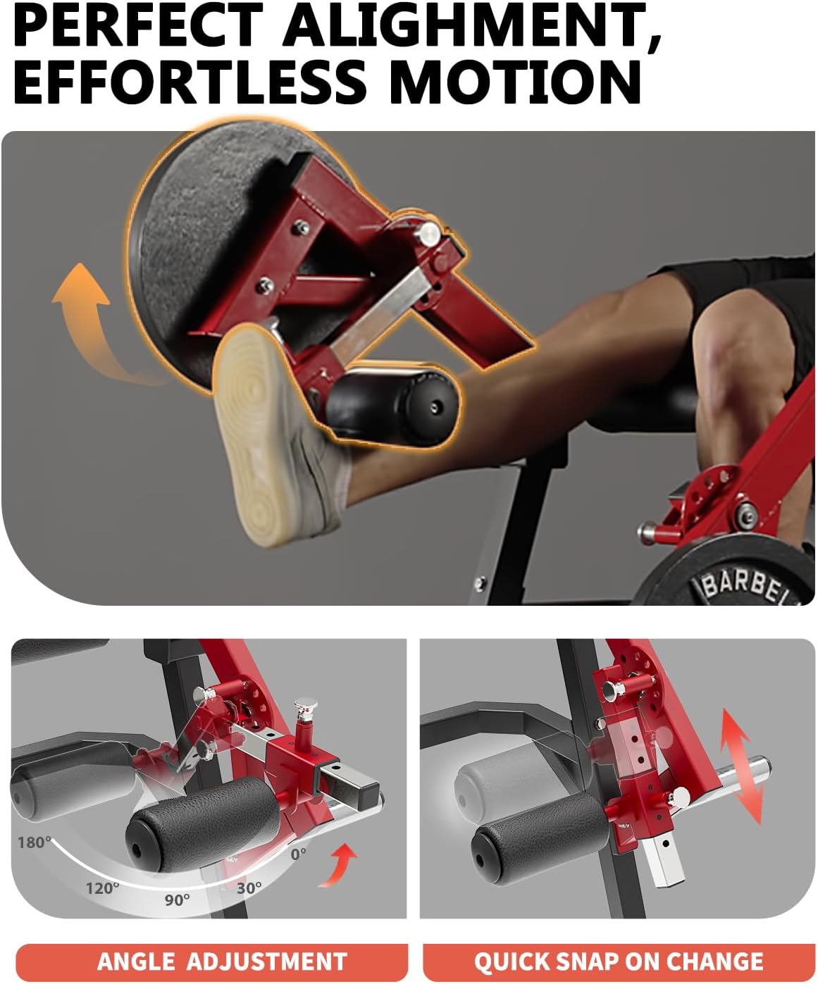 GMWD Leg Extension and Curl Machine, Single Leg Extension, Lying Leg Curl, Standing Leg Curl, Adjustable Leg Exercise Bench with Plate Loaded, Leg Machine Home Gym, Red