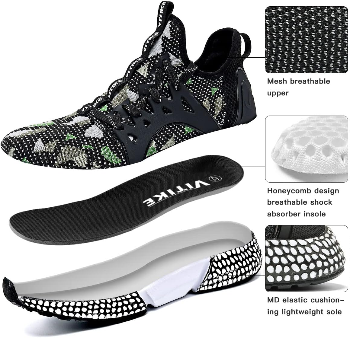 WETIKE Boy's Shoes Mesh Slip on Lightweight Running Sneakers