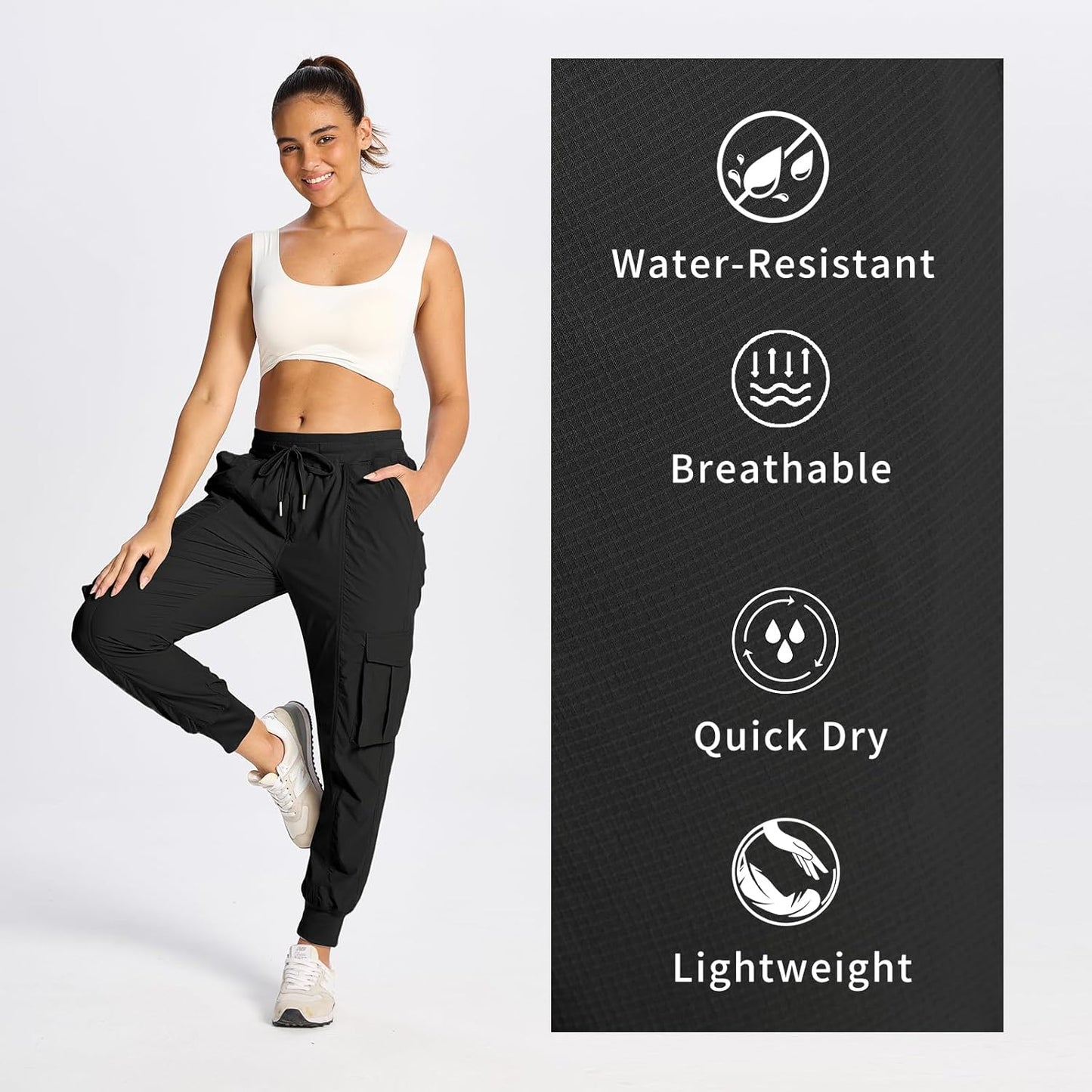 smawell Women's Hiking Cargo Pants with Pockets Lightweight Quick Dry Joggers Travel Camping Outdoor Pants