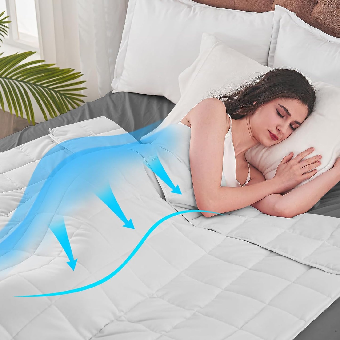 yescool Weighted Blanket for Adults (30 lbs, 88” x 104”, White) Cooling Heavy Blanket for Sleeping Perfect for 290-310 lbs, King Size Breathable Blanket with Premium Glass Bead