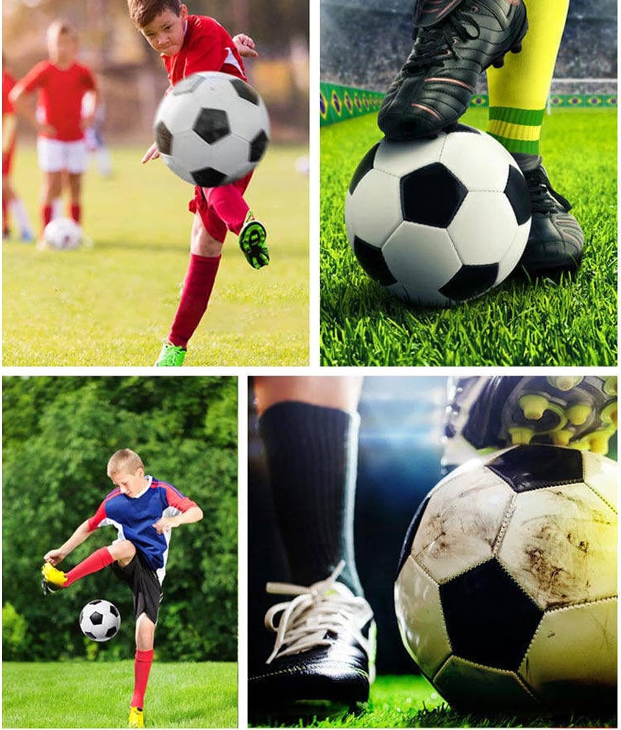 6 Pack Classic Soccer Balls Size 5/4/3 Includes Ball Pump and Net Bag，Soccer Training Ball Practice for Kids and Adults，Competition Soccer for Indoor Outdoor