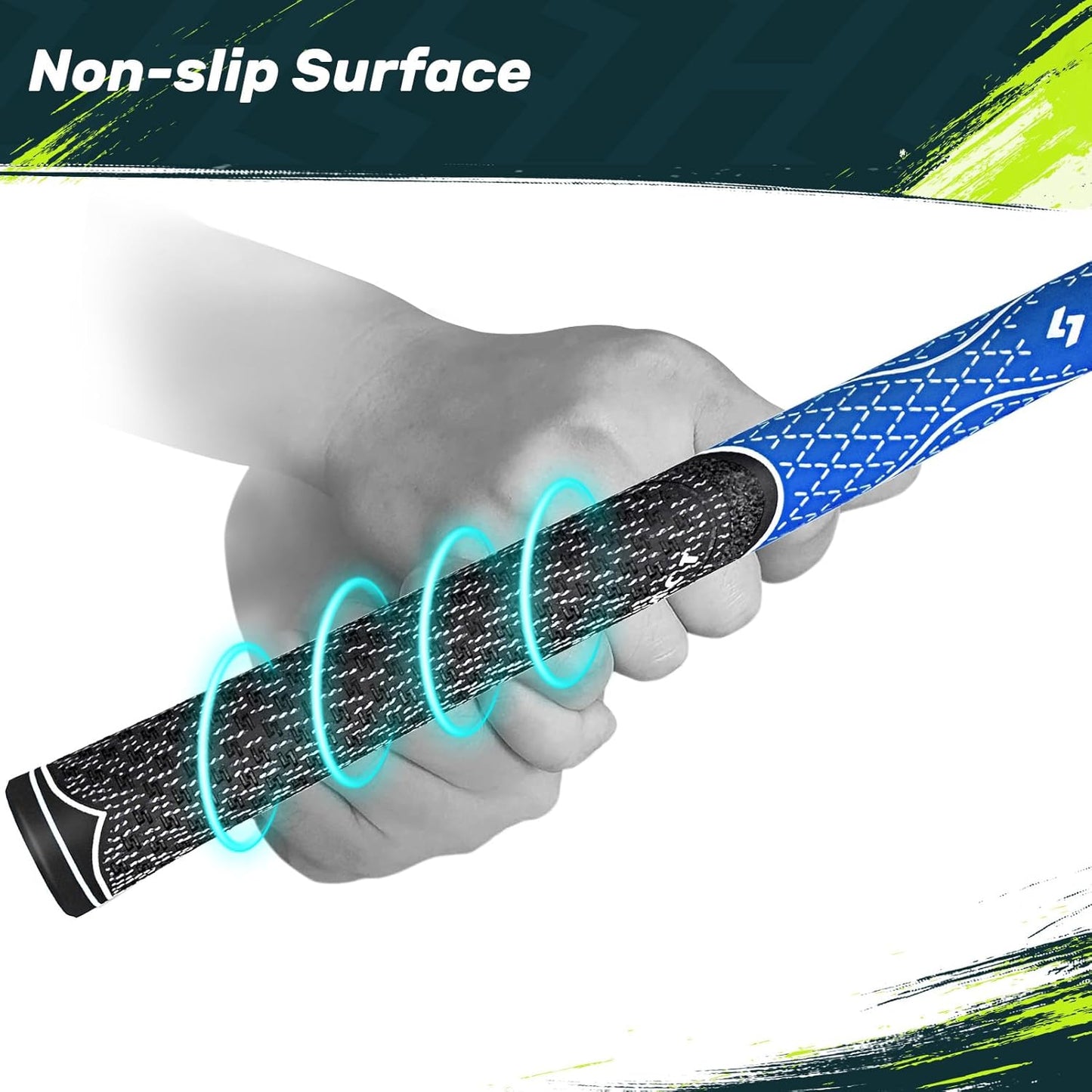 SAPLIZE Hybrid Golf Grips (CL07) - Set of 13, Innovative Design, Cross Corded Rubber Technology, Options of 8 Colors, Standard/Midsize, Basic/Deluxe Kit for Choice, Multicompound Golf Club Grips