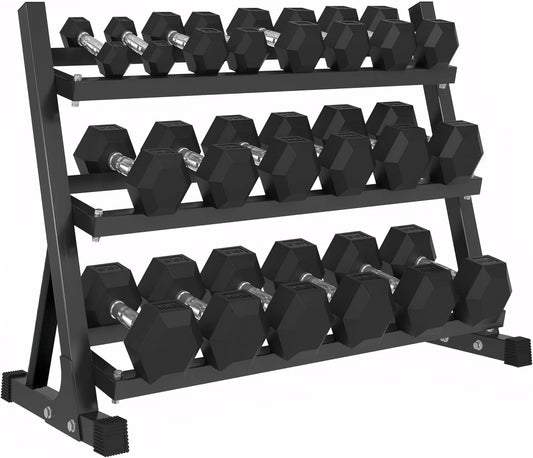 Ritafer 350-550 lbs Hex Weight Dumbbell Set with Rack 5-50 lbs Hand Weights for Strength Training for Home Gyms Rubber Iron Coated Dumbbells Exercise & Fitness Equipment to Training Strength Muscle