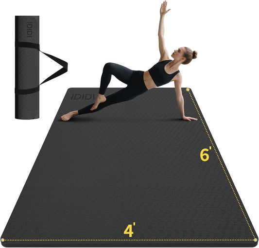 10mm Large Yoga Mat (6'x 4') - Extra Long and Wide 72 x 48 x 0.4 inches, Non-Slip POE Fitness Mat, Eco-Friendly, Thick Wide Exercise Mat for Home Workouts,Ideal for Yoga and Pilates.