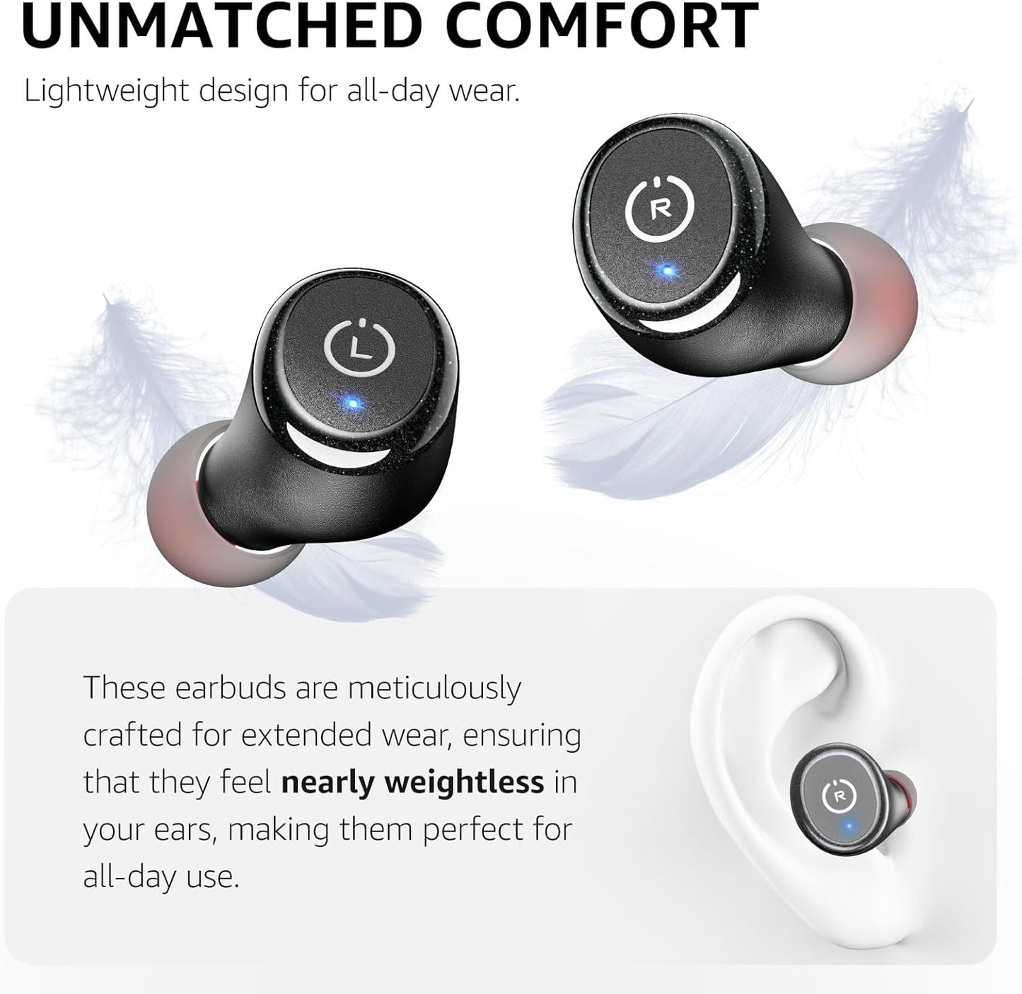 TOZO T10 Wireless Earbuds Bluetooth 5.3 Headphones, App Customize EQ, Ergonomic Design, 55H Playtime, Wireless Charging Case, IPX8 Waterproof Sound in-Ear Headset, 2025 New Version