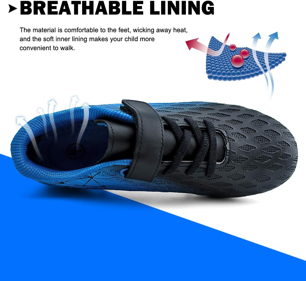 brooman Kids Firm Ground Soccer Cleats Boys Girls Athletic Outdoor Football Shoes