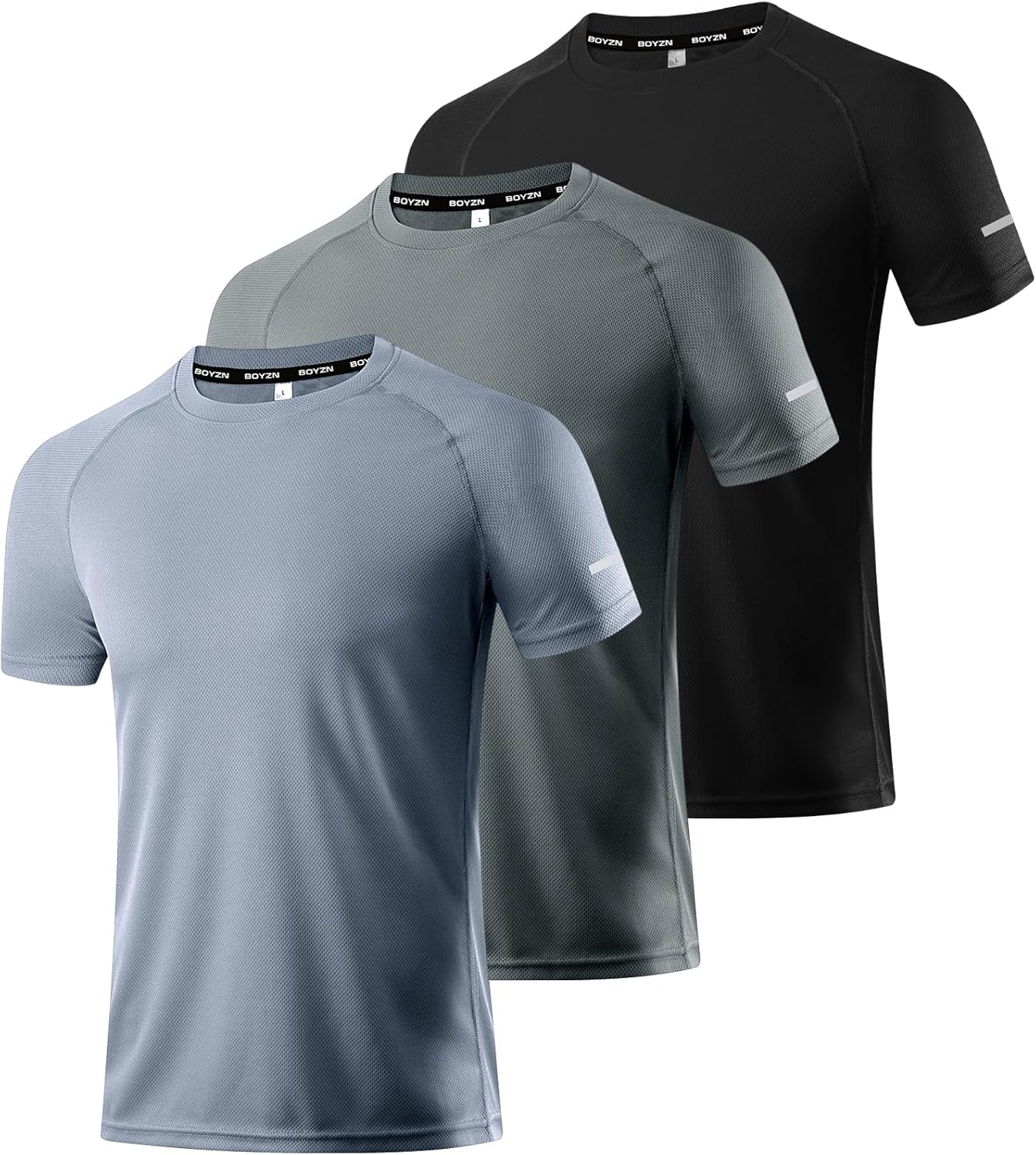 Boyzn 1, 3, 5 or 7 Pack Men's Workout Running Shirts, Dry Fit Moisture Wicking T-Shirt, Gym Athletic Short Sleeve Tee Shirts