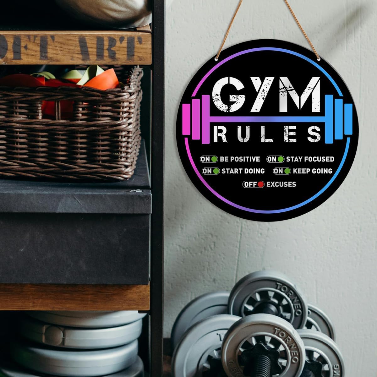 HSNBT Gym Signs Wall Decor, Home Gym Motivational Wall Decor Gym Hanging Signs Decorations for Fitness Workout Room Gift for Woman Man Gym Enthusiast, Gym Rules