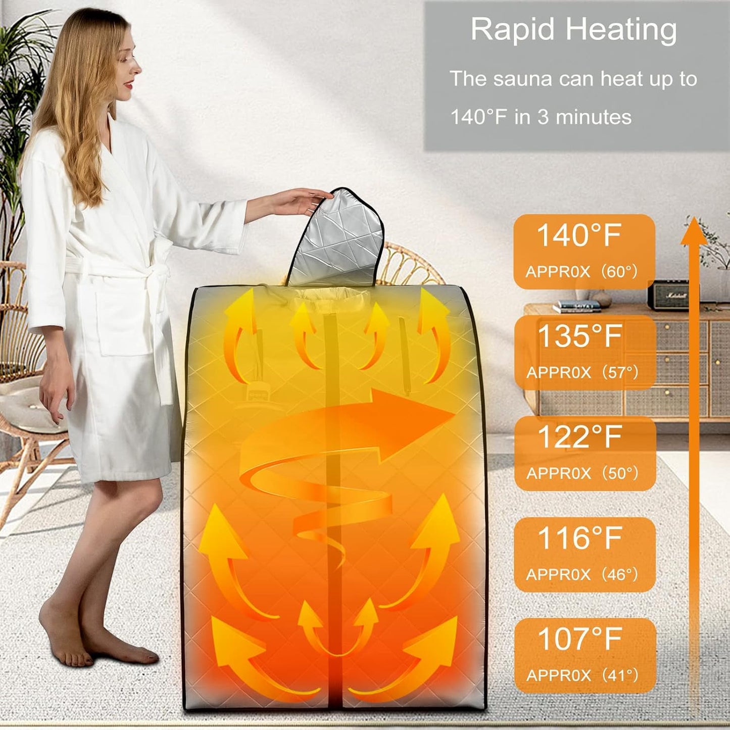 Smartmak Far Infrared Sauna, Full Body One Person SPA Set with Portable Time & Tempreture Remote Control, Heating Foot Pad and Foldable Reinforced Chair(L 27.6’’ x W 31.5’’ x H 37.8’’) - Black Border