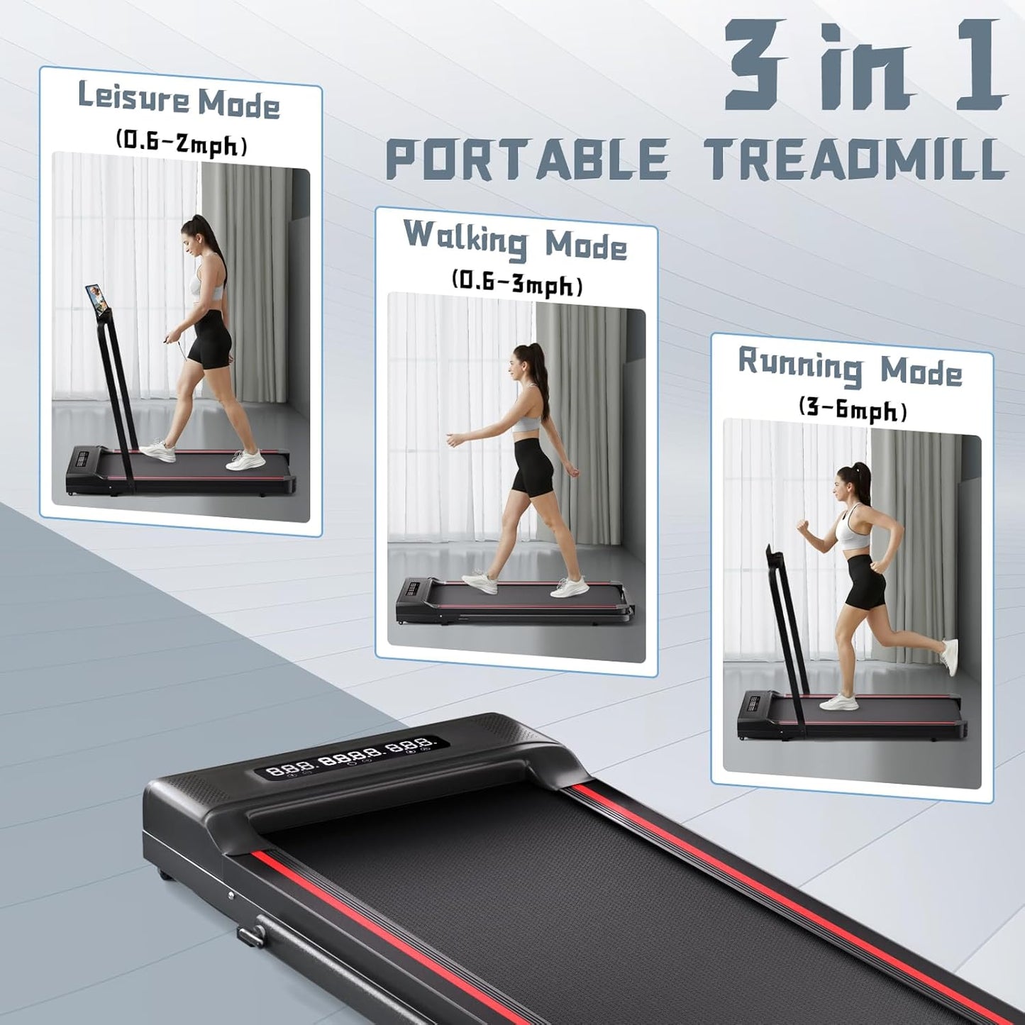 Sperax Walking Vibration Pad with APP, 3 in 1 Under Desk Treadmill, 2.5HP Low Noise Walking Treadmill Pad with Remote Control,Portable Treadmills for Home Office