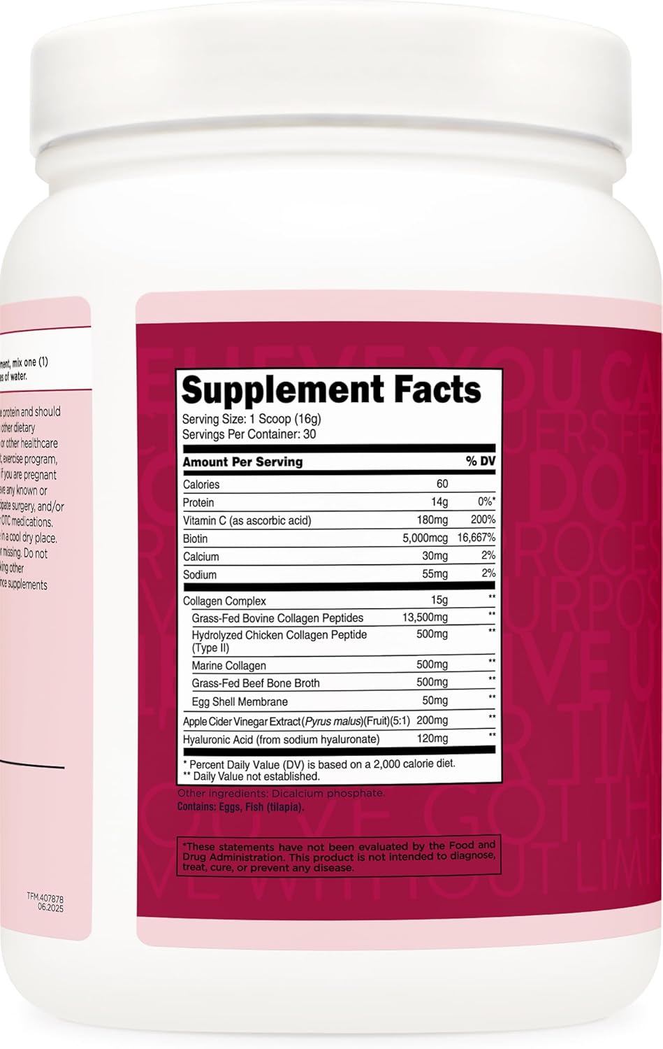 TransformHQ Beauty Collagen (30 Servings) Unflavored - Hair, Skin, & Nails Formula