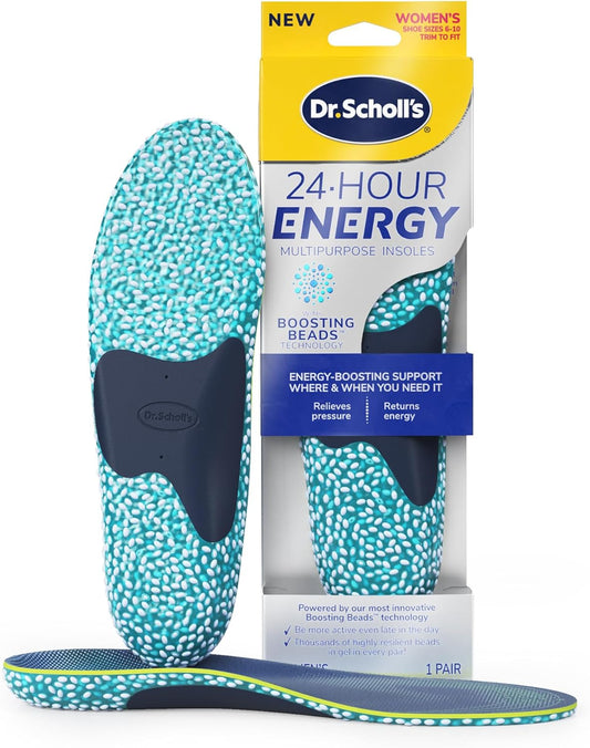 Dr. Scholl's® 24-Hour Energy Multipurpose Insoles, Returns Energy with Every Step, Relieves Foot Pressure & Tired Achy Feet, Memory Foam & Gel Insert, Women's Shoe Size 6-10, 1 Pair