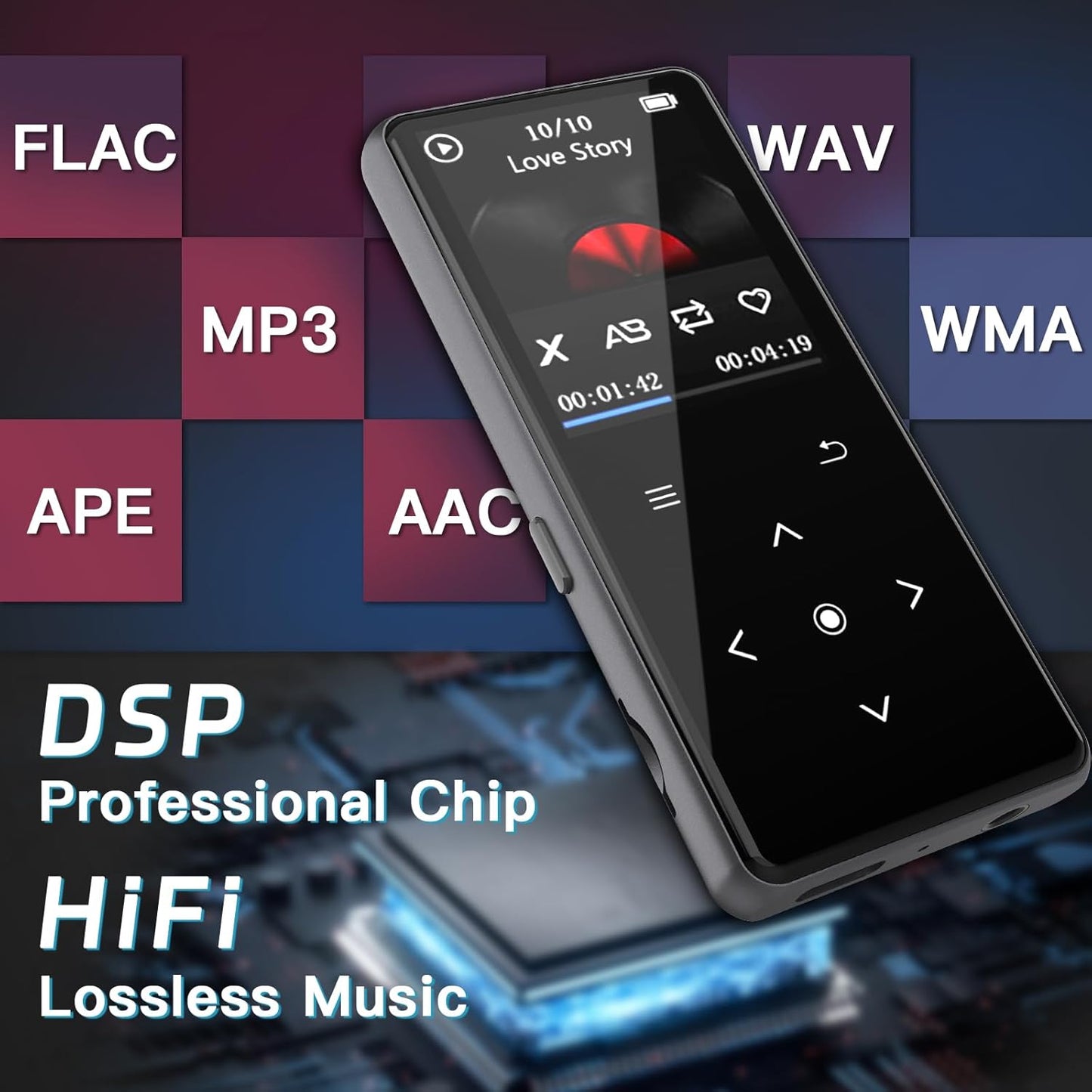 128GB MP3 Player with Bluetooth, Portable Music Player with Built-in Speaker, Enjoying Your Digital Music and Audiobooks Anytime,Includes FM Radio,Recorder,E-Book,and Comes with Earphones