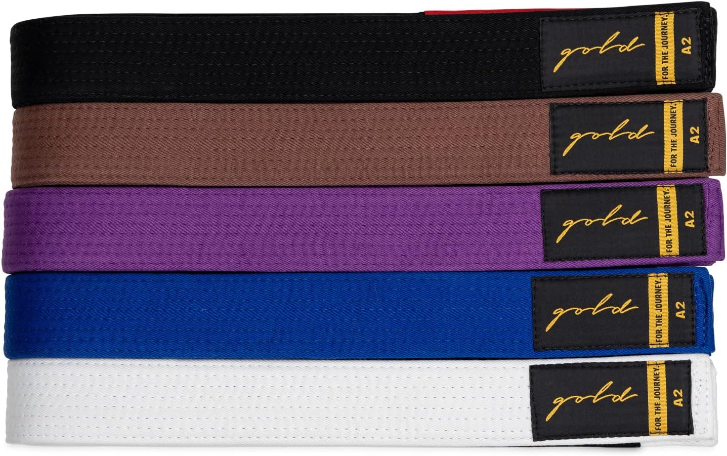 Gold BJJ Jiu Jitsu Belt - Premium Belts with Rank Bar for Stripes - IBJJF Competition Approved