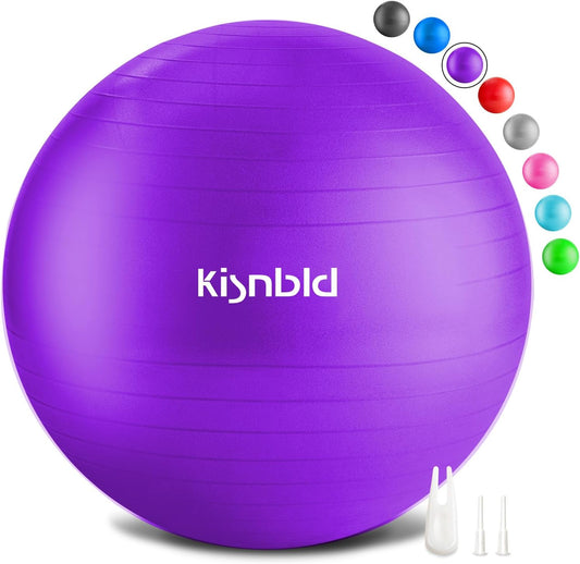 Exercise Ball, Extra Thick Yoga Ball for Workout Pregnancy Stability, 4 Sizes Anti-Burst Balance Ball with Foot Pump - Heavy Duty Fitness Ball Chair for Office, Home & Gym