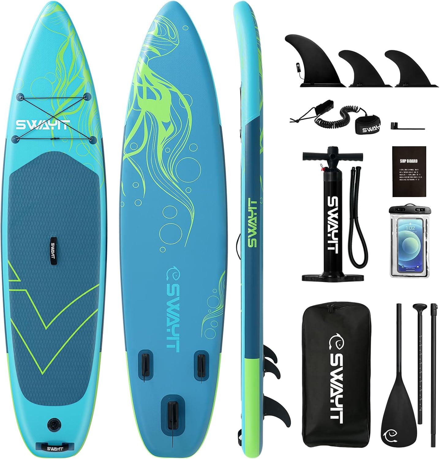 Inflatable Stand Up Paddle Board – Durable SUP for Adults & Youth,33" Wide Blow Up Paddle Board with Paddle, Pump, Backpack,Leash – All Around Stable for All Skill Levels, Carries up to 450 lbs