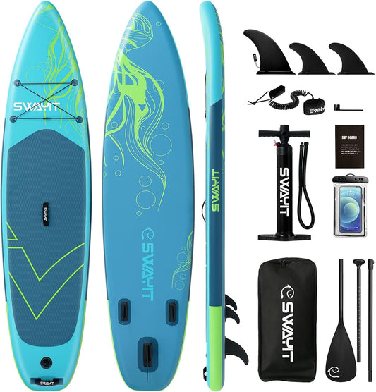 Inflatable Stand Up Paddle Board – Durable SUP for Adults & Youth,33" Wide Blow Up Paddle Board with Paddle, Pump, Backpack,Leash – All Around Stable for All Skill Levels, Carries up to 450 lbs