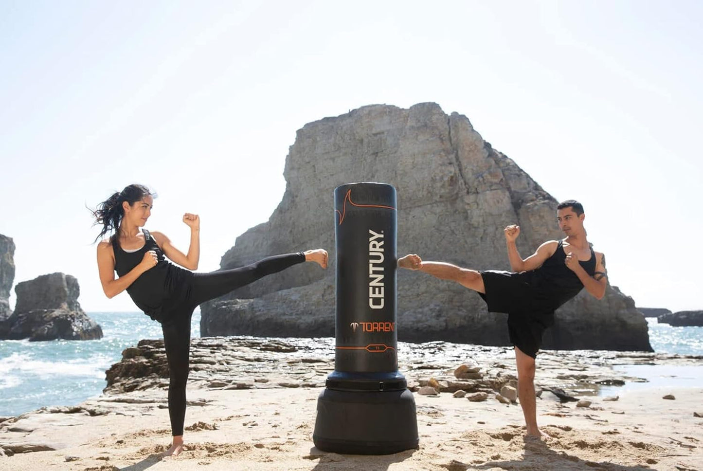 Century Torrent Freestanding Punching Bags - T1 or T2 Options | Black Free Standing Training Heavy Bag | Ideal for Martial Arts, Boxing, Kickboxing and Cardio Workouts | Designed for Men and Women