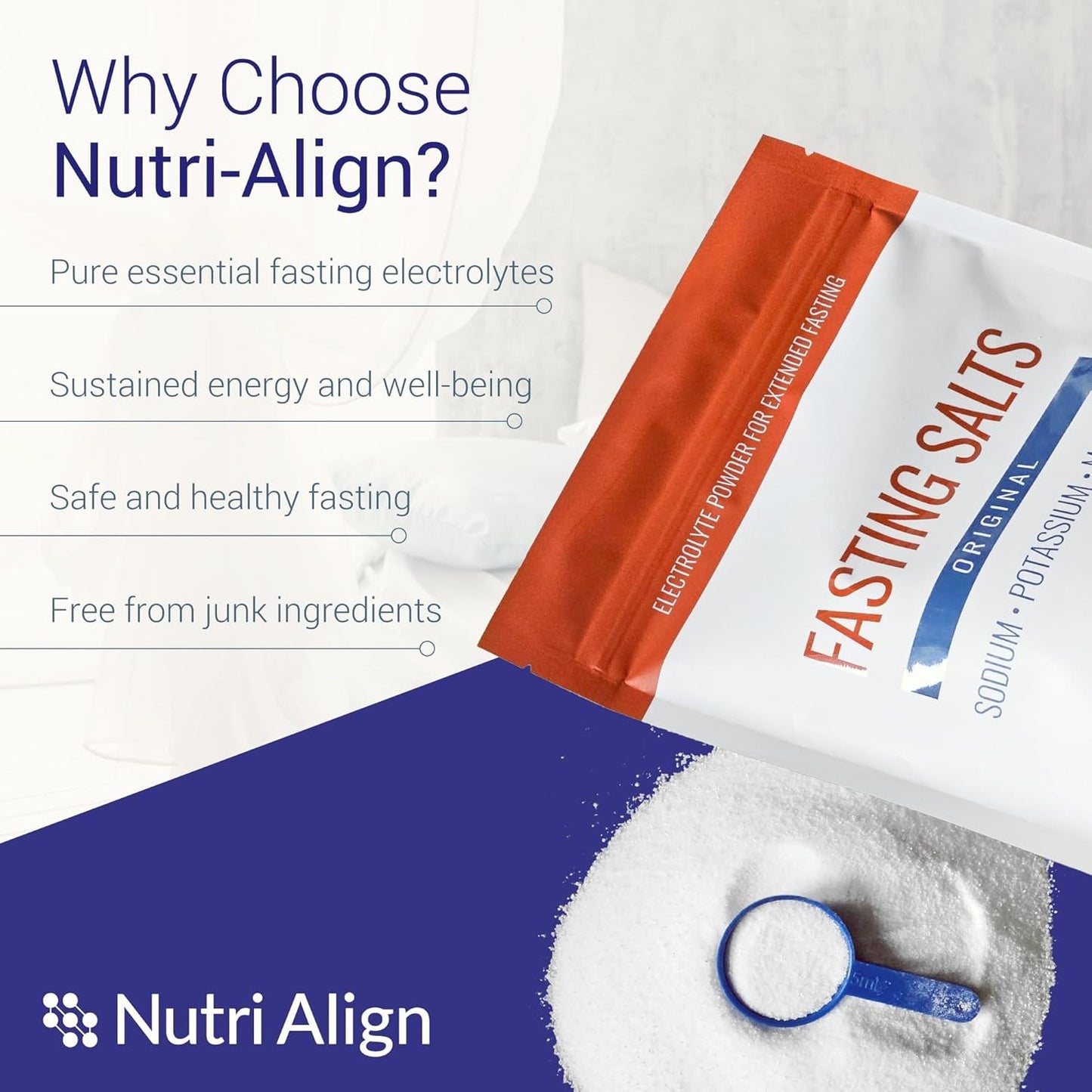 Nutri-Align Fasting Salts Fasting Electrolytes Powder | Pure Unflavoured Electrolytes for Fasting - Intermittent & Extended Fasting | 400g Sodium Potassium Magnesium Fasting Salt | Filler & Sugar Free