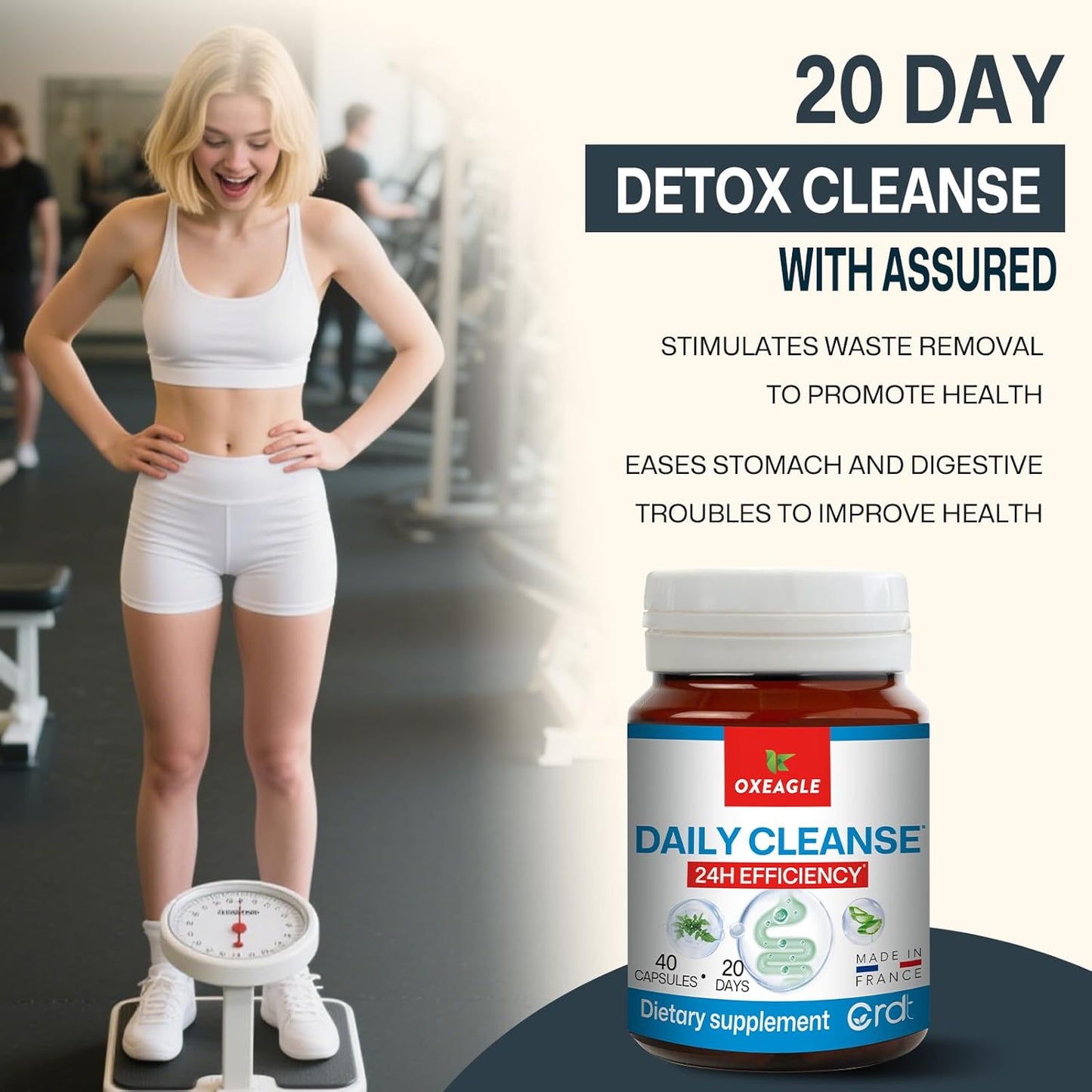 Gut Cleanse Detox for Women, Colon Cleanse & Gentle Herbal Supplements for Men, Powered with Senna Leaves, Plum, Chrysanthemum, Acacia Gum & Aloe Vera–40 Capsules (A01)