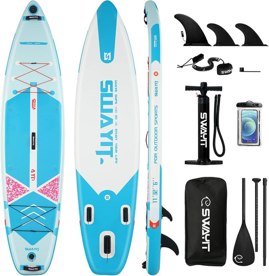 Inflatable Stand Up Paddle Board – Durable SUP for Adults & Youth,33" Wide Blow Up Paddle Board with Paddle, Pump, Backpack,Leash – All Around Stable for All Skill Levels, Carries up to 450 lbs