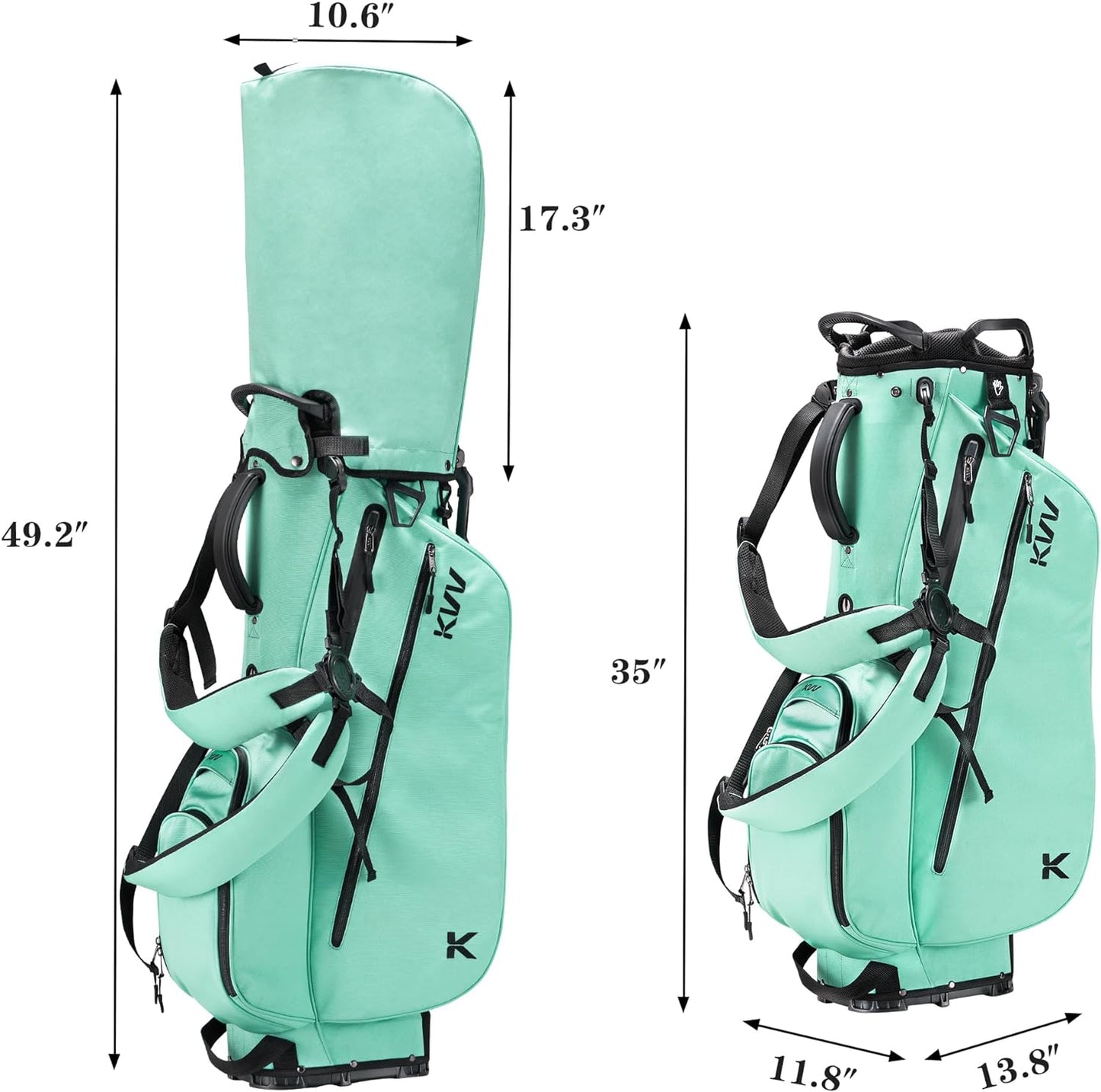 KVV Lightweight Golf Stand Bag with 7 Way Full-Length Dividers, 5 Zippered Pockets, Automatically Adjustable Dual Straps，Elegant Design