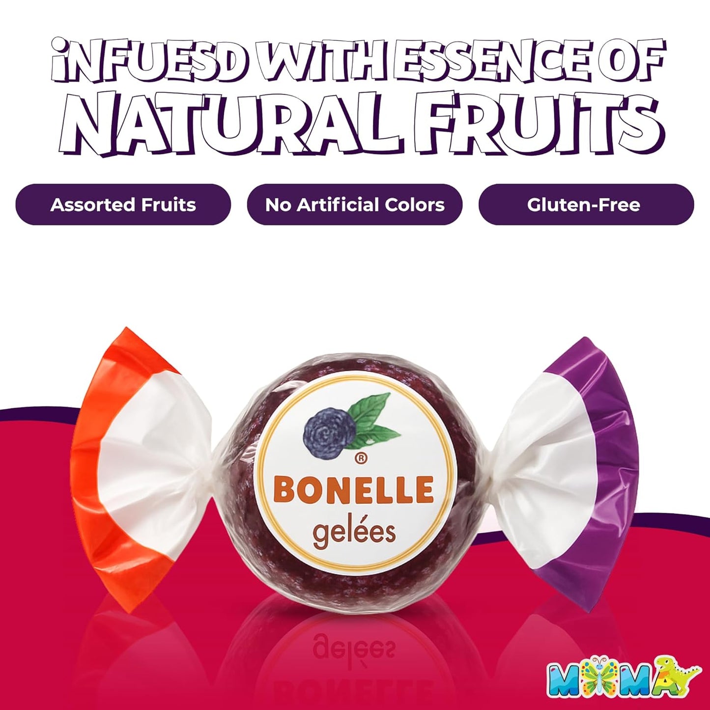 B0nelle Italian Rotonda Fruit Jelly Candy - 1 lb Assorted Individually Wrapped Jelly Fruit Candy - Delicious Mima's Memorial Day Mega Sale Treats for Gifting & Sharing