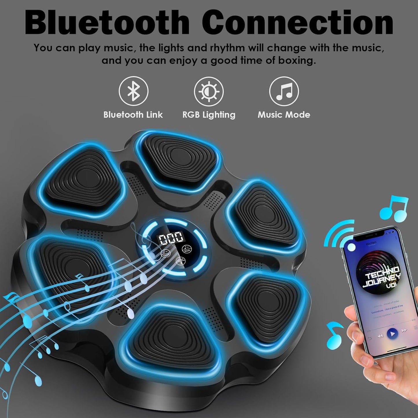 Music Boxing Machine, Large Size Music Punching Machine for Adults Kids, Interactive Boxing Target Wall Mounted with Gloves, Gift for Men