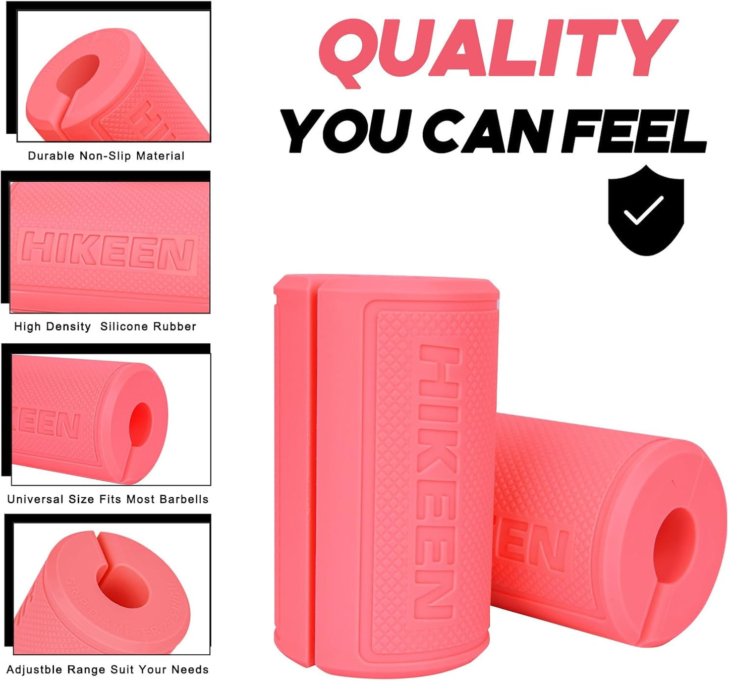 Hikeen Thick Bar Dumbbell Grips,Non Slip Hard Rubber Barbell Grips,Grips for Weight Lifting, Muscle Building-1.77", 2", 2.25" & 2.75" Outer Diameter