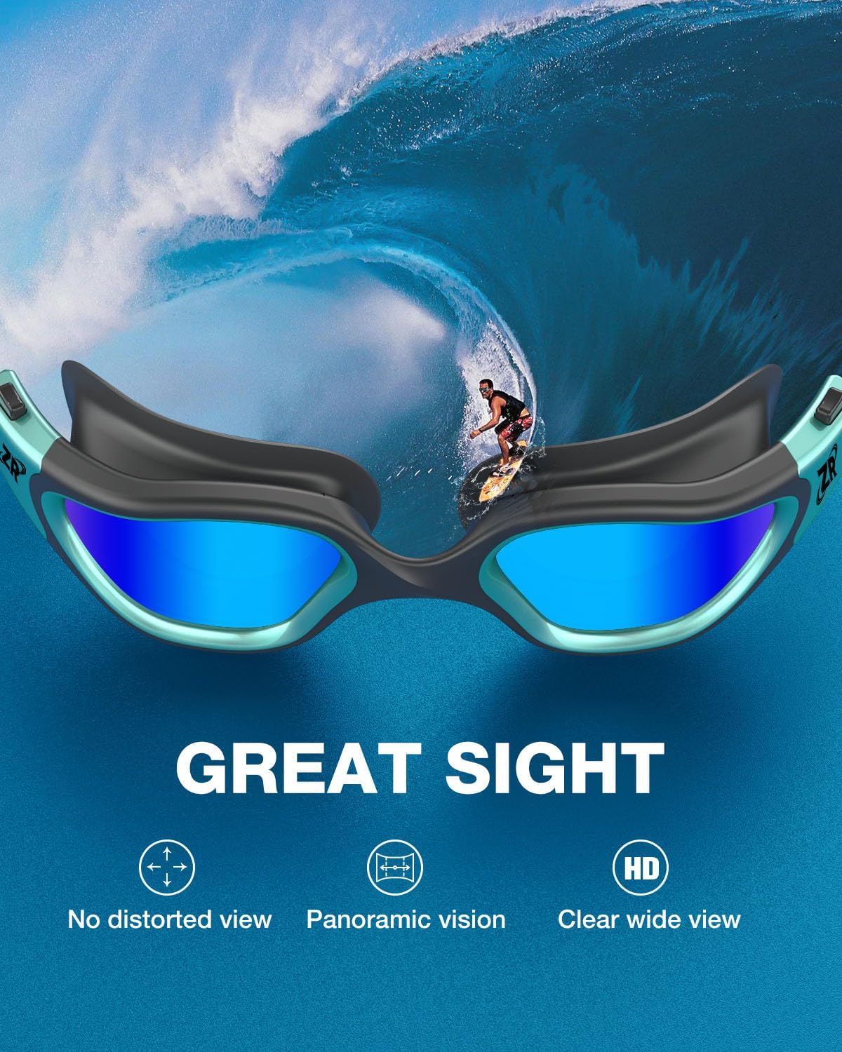 ZIONOR Swim Goggles, G1 MAX Polarized Anti-Fog Swimming Goggles for Men Women