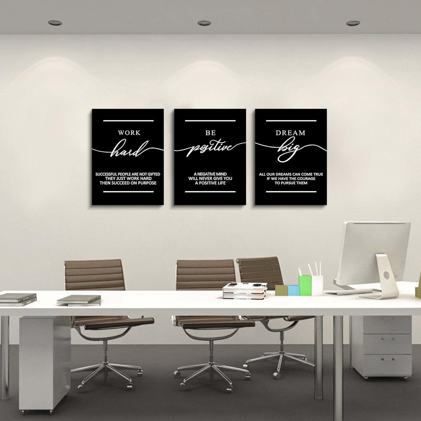 Motivational Wall Art - Inspirational Canvas Poster Prints Black Quotes Paintings Picture Entrepreneur Positive Quotes Office Wall Decor Decoration for Living Room Bedroom Framed