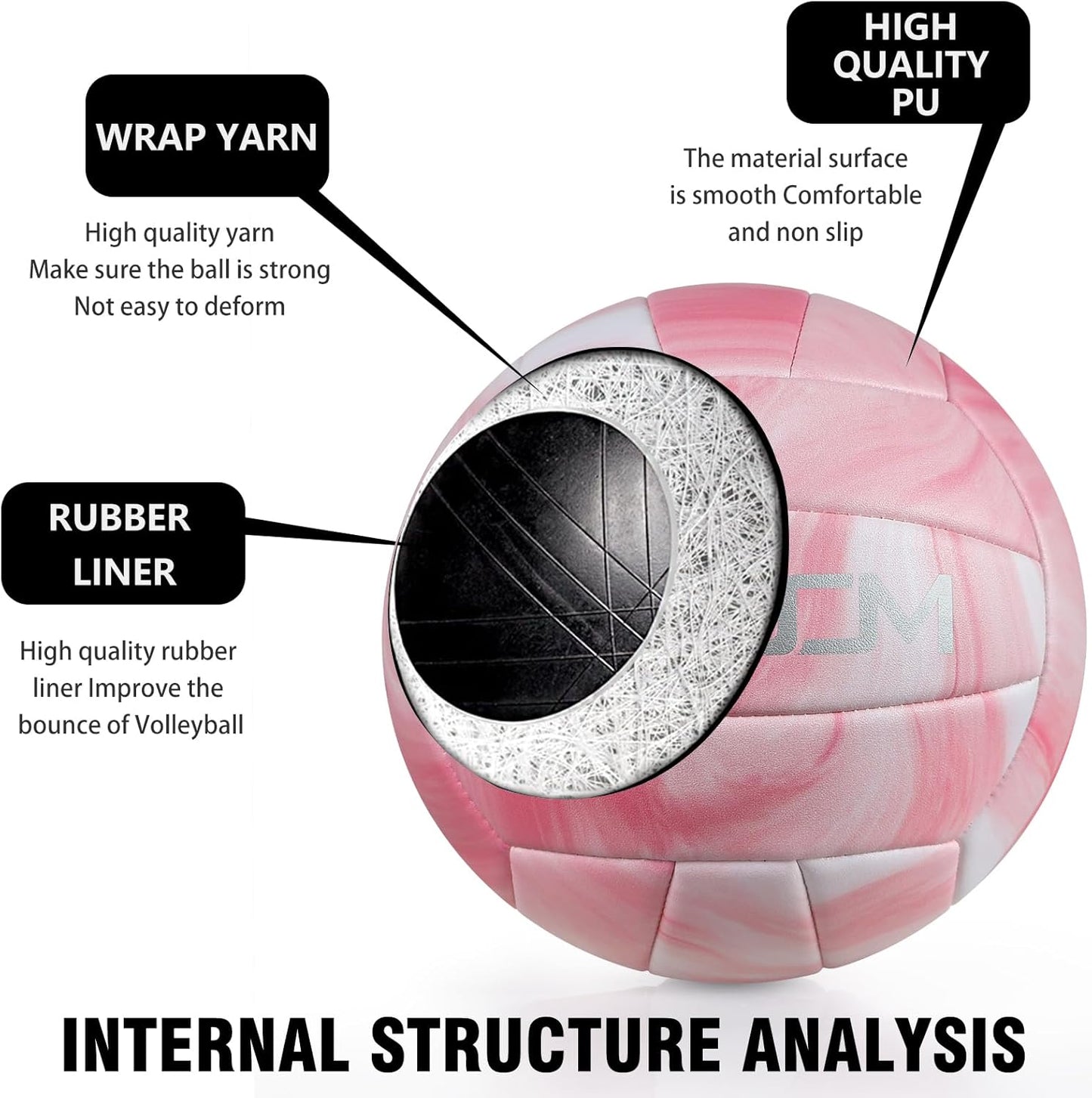 EVZOM Super Soft Volleyball Beach Volleyball Official Size 5 for Outdoor/Indoor/Pool/Gym/Training Premium Volleyballs Equipment Durability Stability Sports Ball