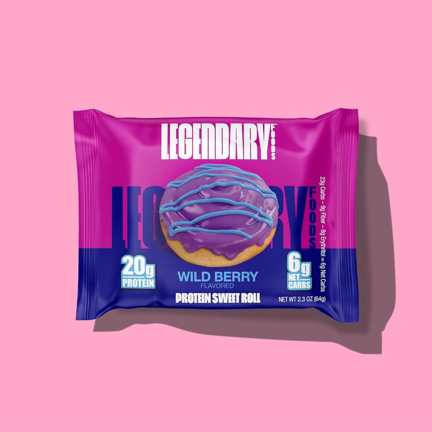 Legendary Foods 20g Protein Wild Berry Sweet Roll - Premium High Protien Bars, Low Carb Meal Replacement Snack, Low Glycemic Index, Gluten Free Snacks - Zero Sugar, Keto and Diabetic Friendly 10-Pack