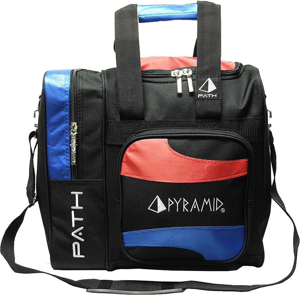 Pyramid Path Deluxe Single Tote Bowling Bag with Large Separate Compartment for Bowling Shoes (Up To US Mens Size 15) or Accessories - Holds One Bowling Ball