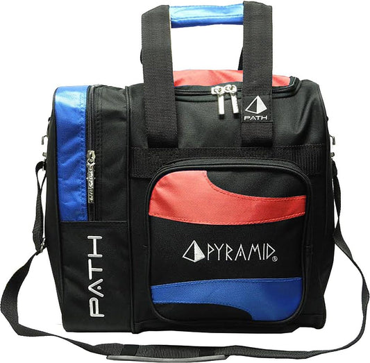 Pyramid Path Deluxe Single Tote Bowling Bag with Large Separate Compartment for Bowling Shoes (Up To US Mens Size 15) or Accessories - Holds One Bowling Ball