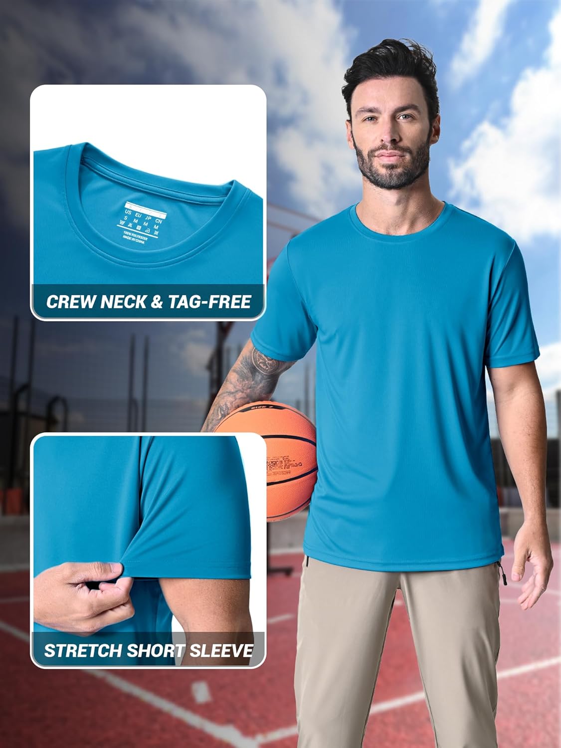 MAGCOMSEN Men's Short Sleeve UPF 50+ T-Shirt Quick Dry Rash Guard Athletic Running Swim Top Tee Performance Water Shirts