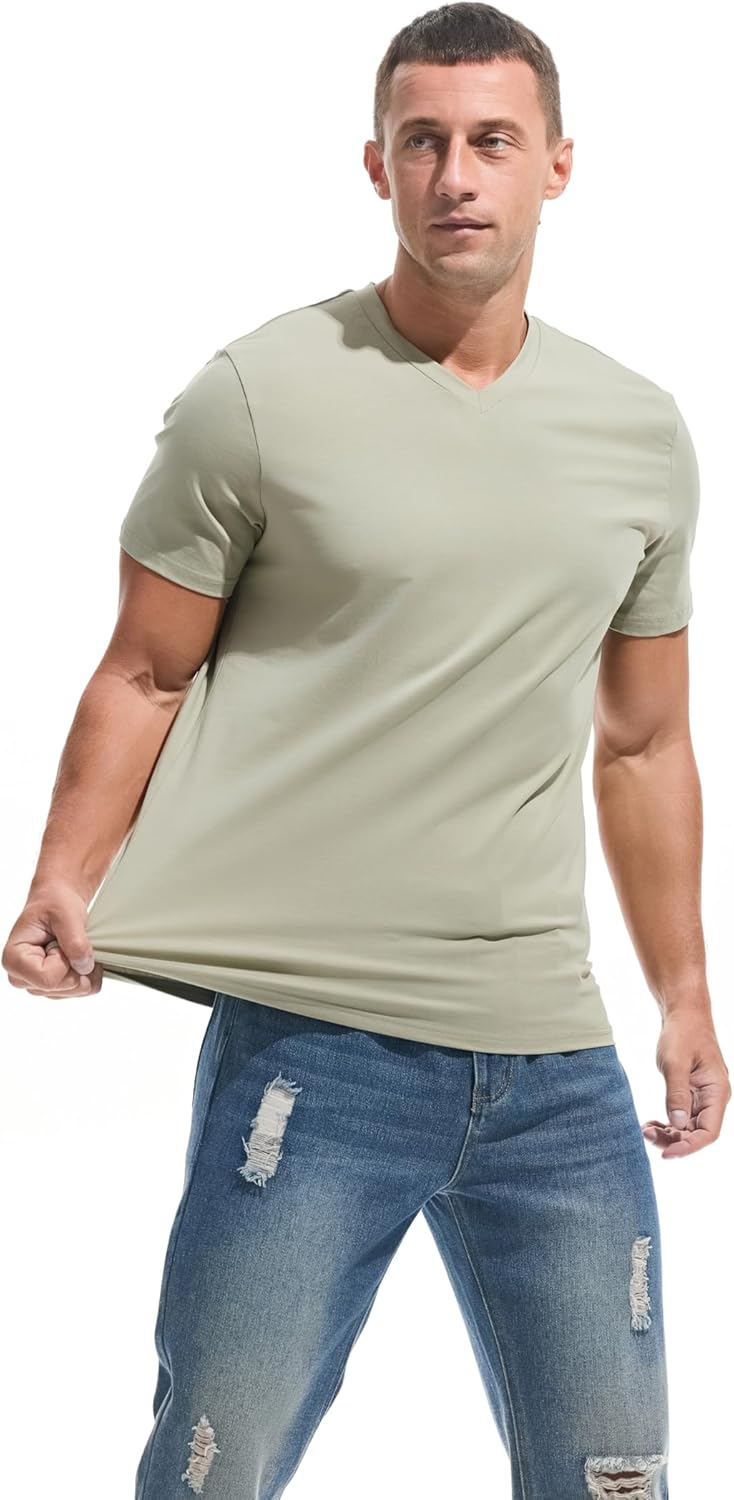 VEIISAR Premium V Neck T Shirts for Men - Modern Fitted Tees Vneck Undershirts