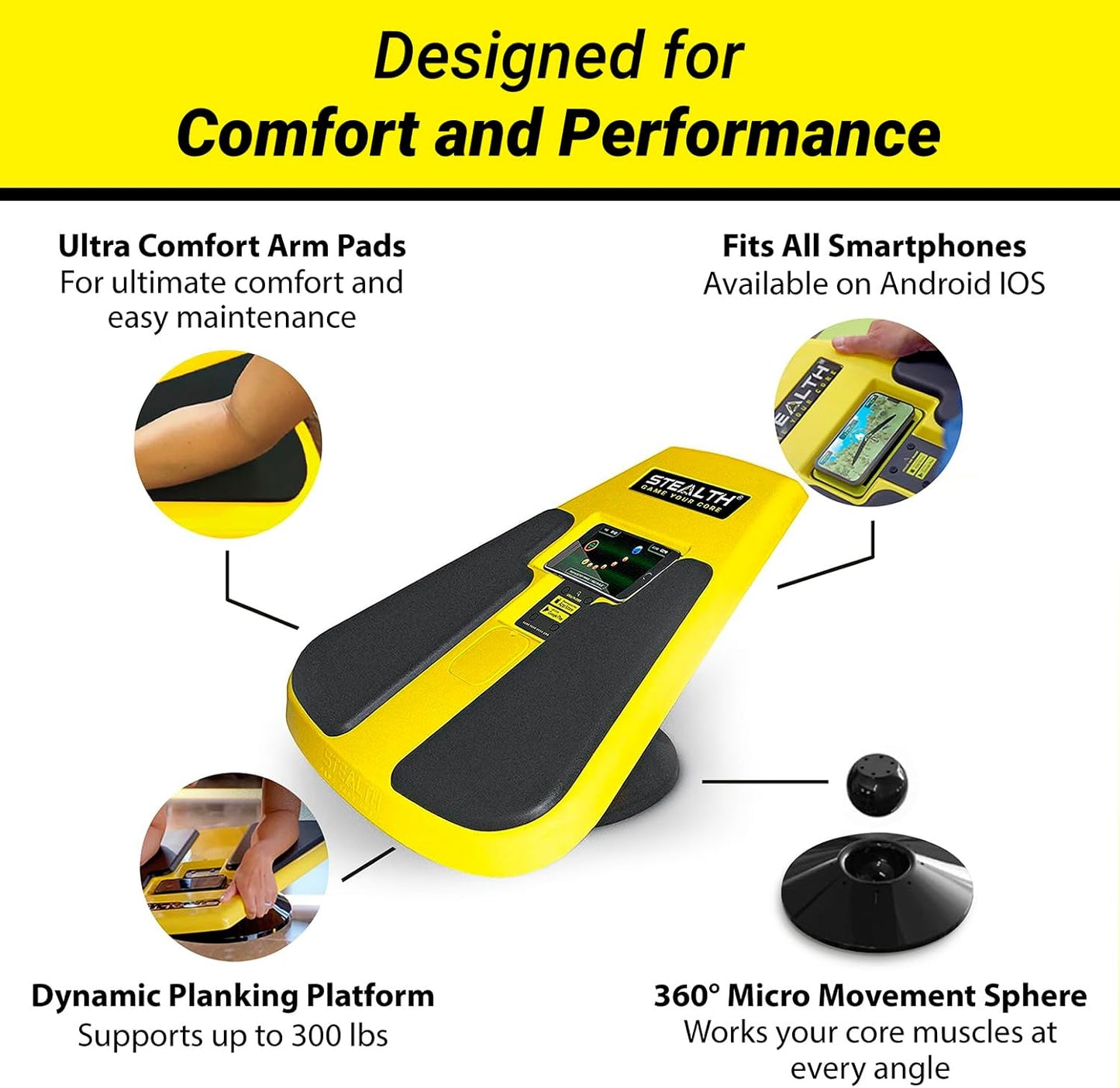 Stealth Core Deluxe Trainer - Turn Fitness Into a Fun Game - Get Strong Sexy Abs and Lean Core Playing Games On Your Phone; Free iOS/Android App; 4 Free Mobile Games Included; Dynamic Abs & Core Training; Only 3 Minutes a Day