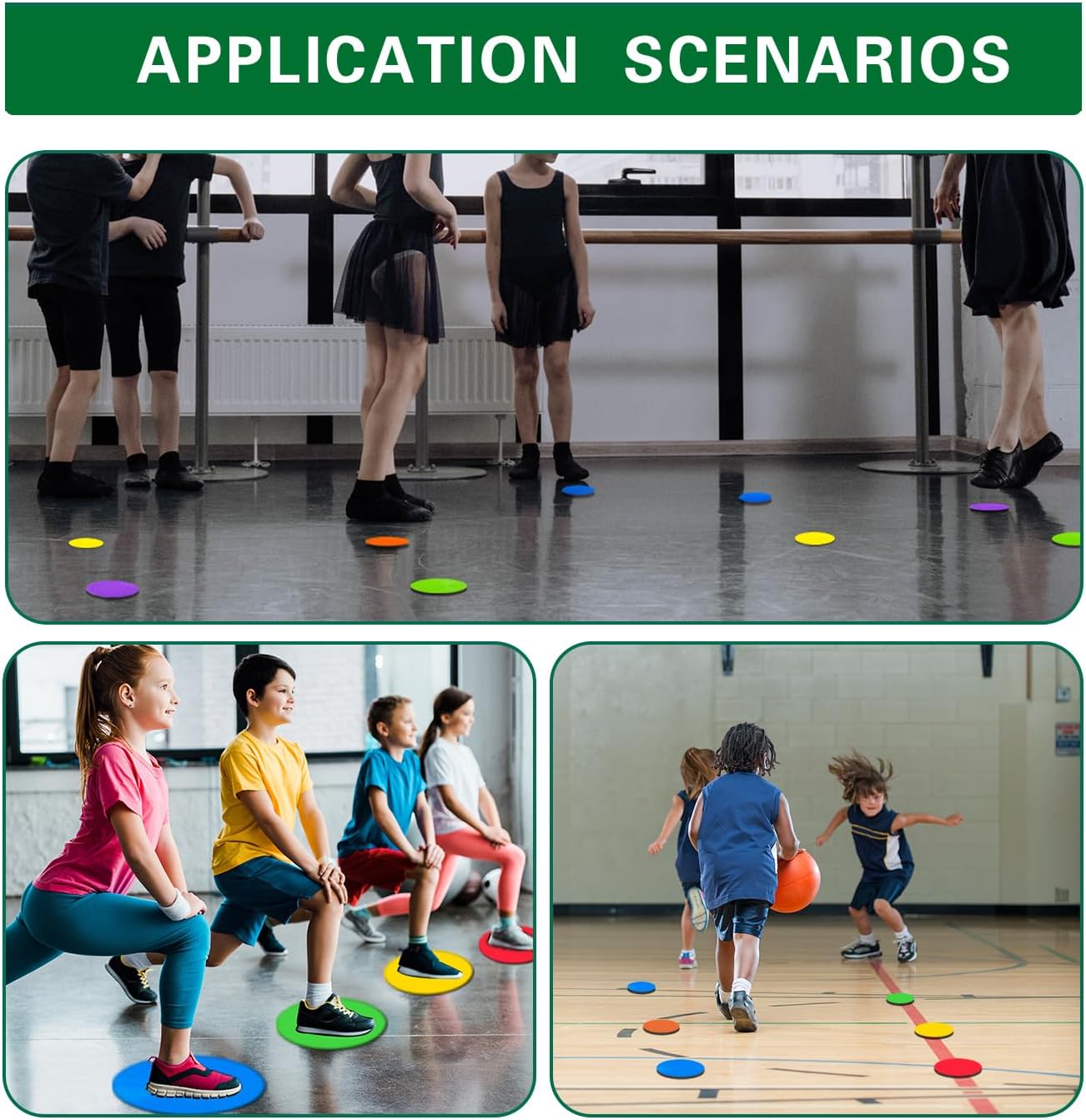 Spot Markers 4.72/9 Inch 12/24/36 Pcs Anti-Slip Agility Floor Markers,Colorful Flat Field Gym Classroom Floor Spots Set for Indoor Outdoor Soccer Basketball Sports Speed Training and Drills