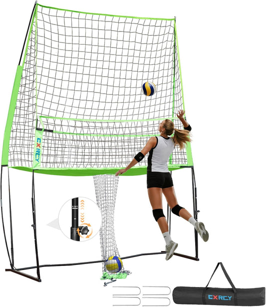 CXRCY Volleyball Training Net System, 11x 8 FT Volleyball Practice Net Station with Adjustable Height Freely, Portable &Easy Setup for Backyard Individual &Team Practice-Include Oxford Cloth Bag