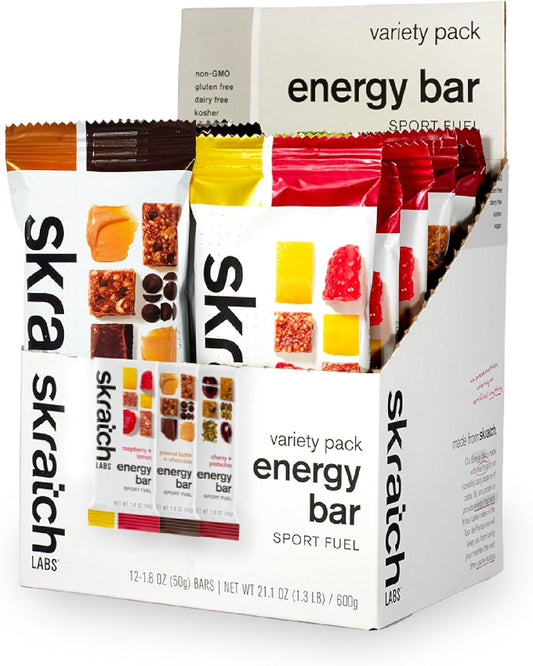 Skratch Labs Energy Bar | Variety Pack (12 Pack) | Plant Based Healthy Snack | Low Sugar, Plant Protein, Ancient Grains | Non-GMO, Gluten Free, Soy Free, Vegan, Kosher