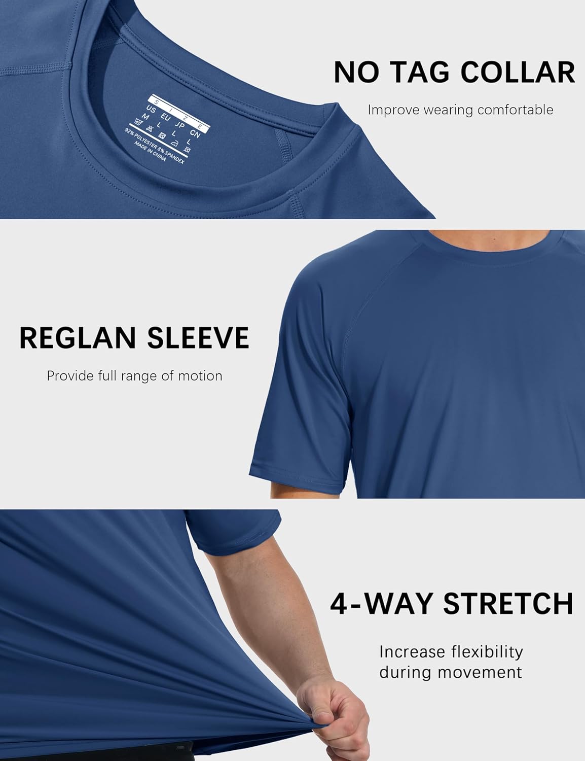 MAGCOMSEN Men's Short Sleeve UPF 50+ Sun Protection Shirts Quick Dry Athletic T-Shirt Hiking Running Swimming Rash Guard