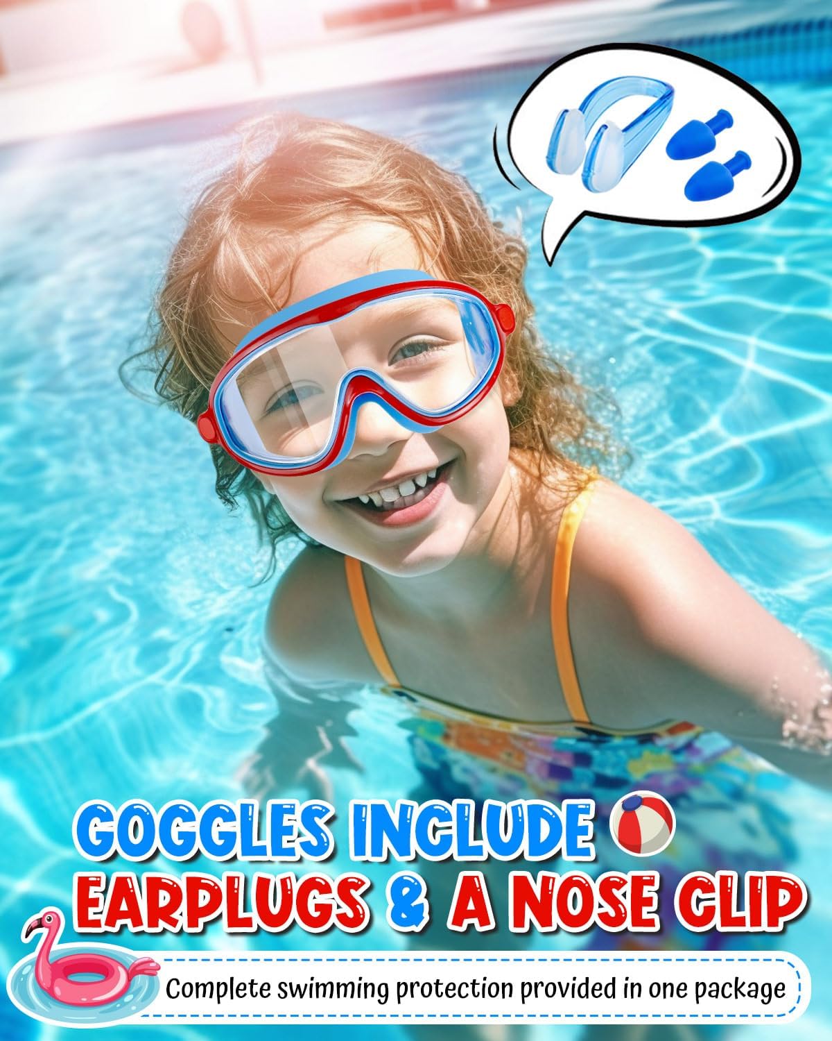 Rantizon Swim Goggles 2 Pack, Wide View Anti Fog&UV Swimming Goggles for Audlt, No Leaking Swim Glasses for Men Women Kids