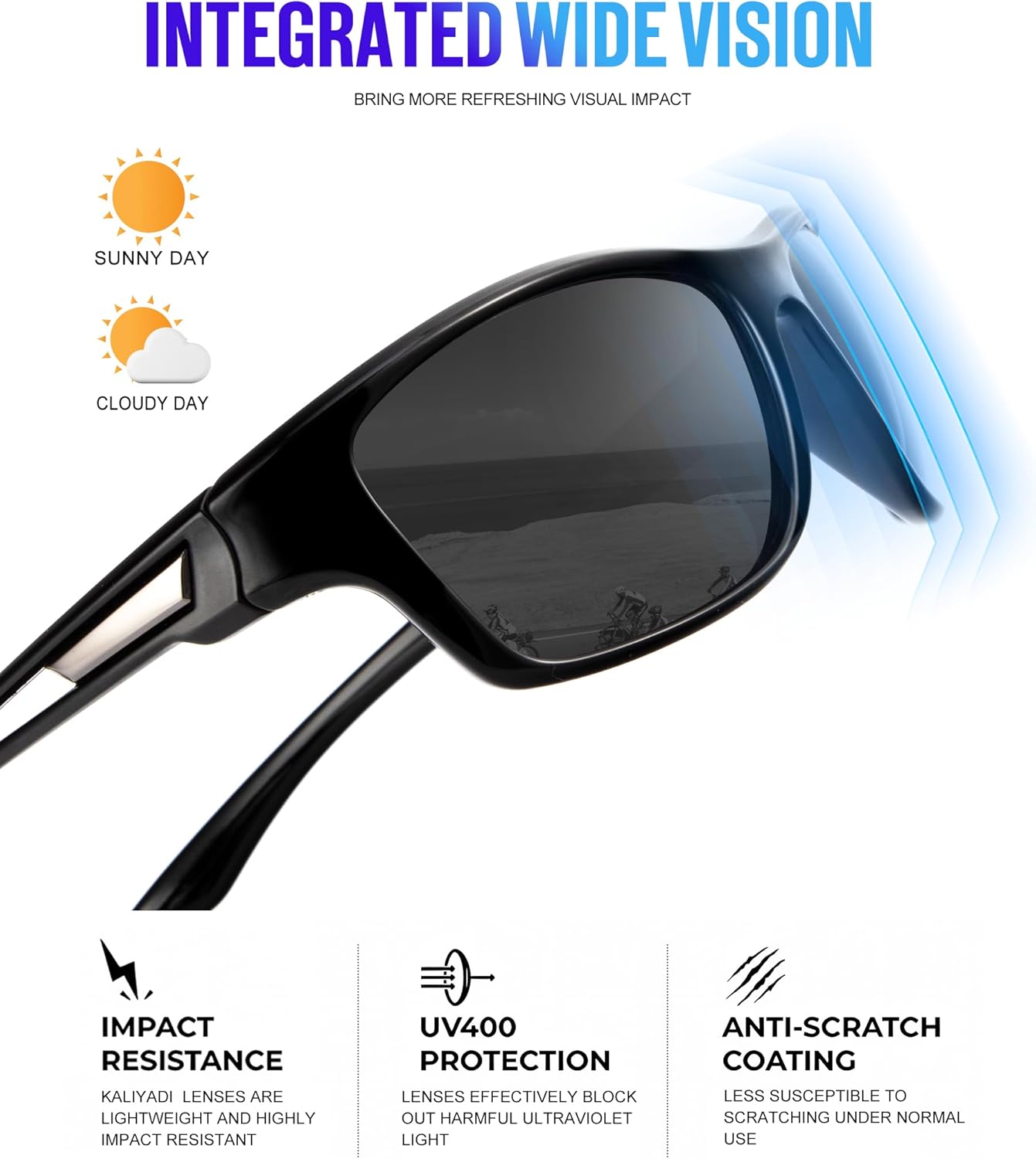 KALIYADI Polarized Sunglasses for Men, Sports Sun Glasses for Driving Cycling Fishing with UV protection