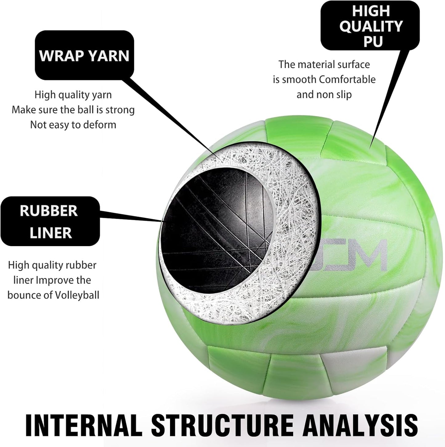 EVZOM Super Soft Volleyball Beach Volleyball Official Size 5 for Outdoor/Indoor/Pool/Gym/Training Premium Volleyballs Equipment Durability Stability Sports Ball