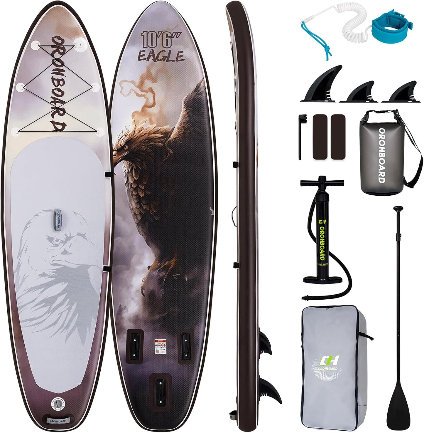 10’6/11’6 Inflatable Stand Up Paddle Board with Premium Paddleboards Accessories, Wide Stable Designed SUP Paddleboard for Adults & Youth.