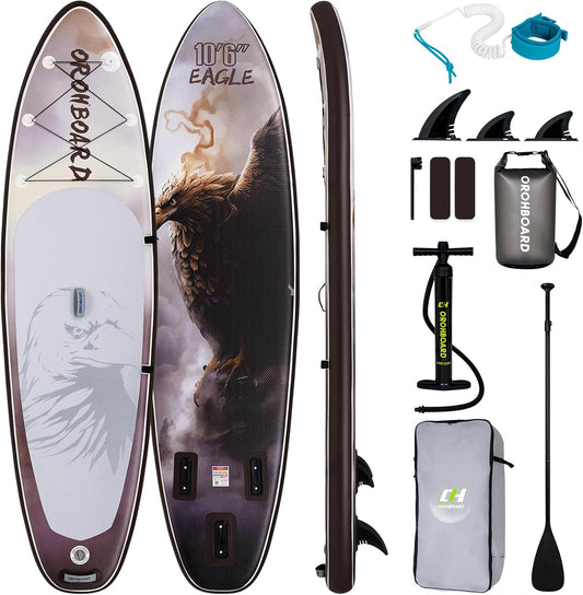 10’6/11’6 Inflatable Stand Up Paddle Board with Premium Paddleboards Accessories, Wide Stable Designed SUP Paddleboard for Adults & Youth.