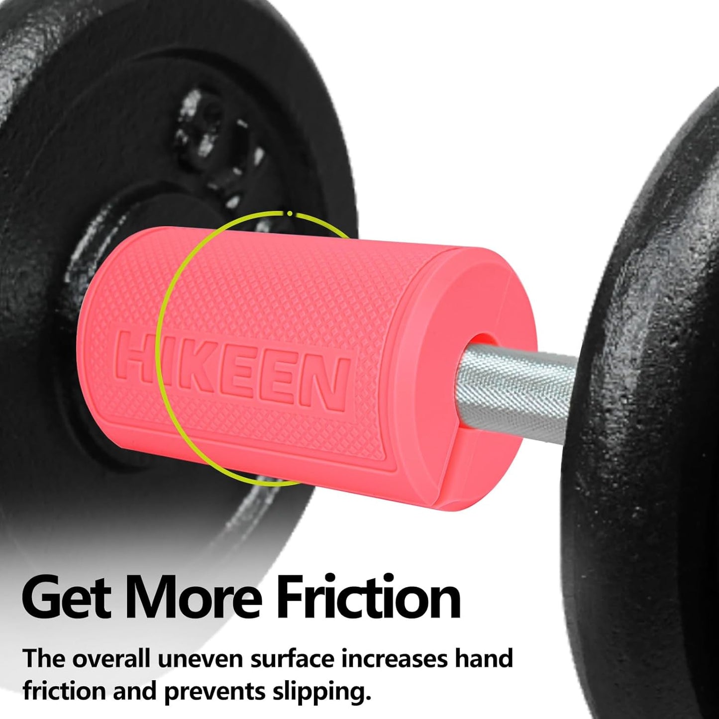 Hikeen Thick Bar Dumbbell Grips,Non Slip Hard Rubber Barbell Grips,Grips for Weight Lifting, Muscle Building-1.77", 2", 2.25" & 2.75" Outer Diameter