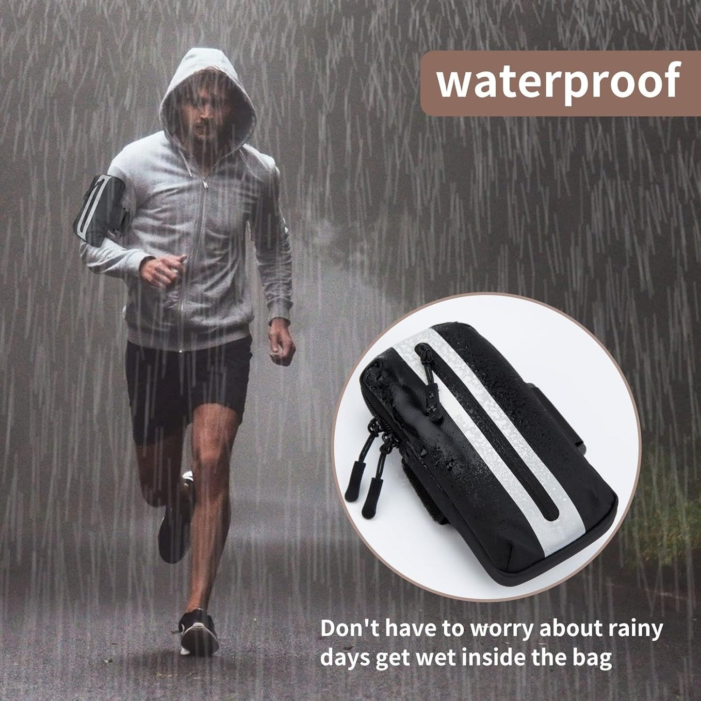 Running Phone Holder Armband, iPhone Arm Bands for Exercise, Running Arm Bands for Cell Phone, Phone Purse Cell Phone Holder for Walking (Black)